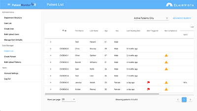 Live Expert Patient Monitor Patient List